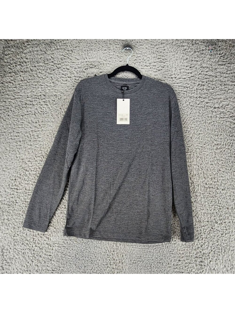 Level Ten Shirt Mens Small Gray Long Sleeve Jersey Knit Crew Neck Tee *NWT*